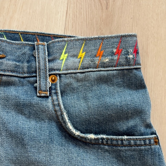 HI RISE ROCKER LIVE FREE BOLT JEAN SHORTS - VINTAGE - Picture 9 of 17